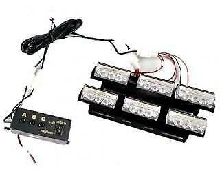 WIT 6 X 3 LED op rail Flash zwaailicht 12V - flitser, Verzenden
