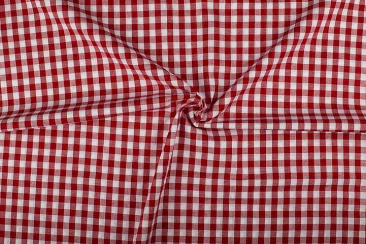 Geblokte stof rood wit geruit - 10mm geruit, Hobby en Vrije tijd, Stoffen en Lappen, 120 cm of meer, 200 cm of meer, Rood, Nieuw