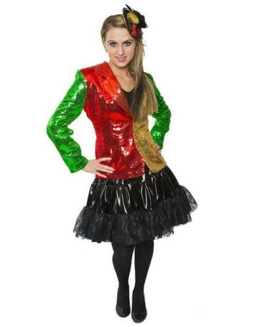 Glitter pailletten jas voor dames rood-geel-groen, Ophalen of Verzenden, Nieuw