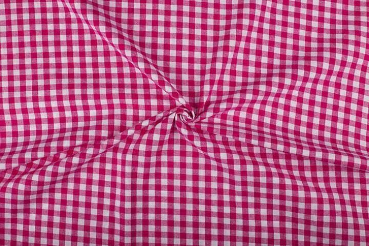 Ruitjesstof fuchsia wit geruit - 10mm geruit, Hobby en Vrije tijd, Stoffen en Lappen, 120 cm of meer, 200 cm of meer, Roze, Nieuw
