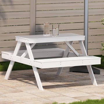 vidaXL Picknicktafel 105x134x75 cm massief grenenhout wit, Verzenden