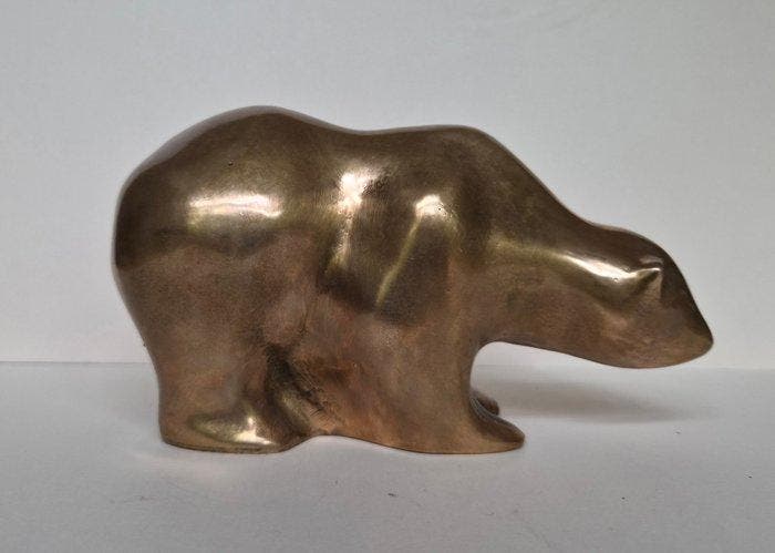 Beeld, IJsbeer - 9.5 cm - Brons, Antiquités & Art, Curiosités & Brocante