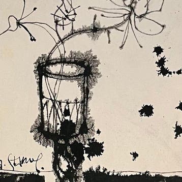 Yves Ganne ( 1931-2019) - Fleurs dans un verre à pied (Vendu, Antiquités & Art