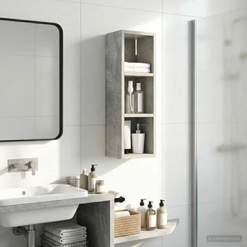 vidaXL Badkamer wandkast Beton Grijs 20 x 16 x 62,5 cm, Verzenden