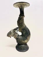 Kandelaar Steenbokfiguur kandelaar in gepatineerd metaal -