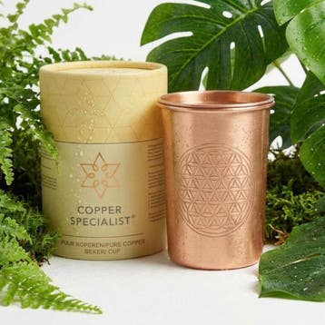Puur koperen beker met deksel Flower of Life mat – 300 ml, Sport en Fitness, Ophalen of Verzenden, Nieuw