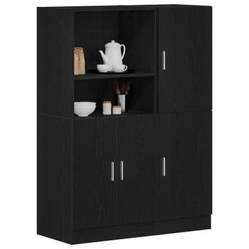 vidaXL 2-delige Keukenkastenset bewerkt hout zwart, Verzenden