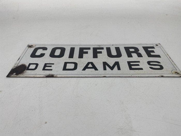 Coiffure Dames - Emaille bord - Emaille, Antiek en Kunst, Antiek | Wandborden en Tegels