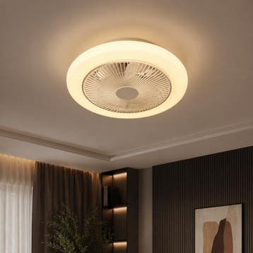 Ventilateur de plafond avec LED QAZQA - blanc - Ø 45 x 14 cm, Verzenden