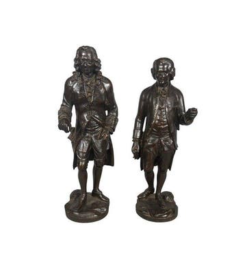 Sculpture, Voltaire et rousseau - 37 cm - Fer, Antiek en Kunst