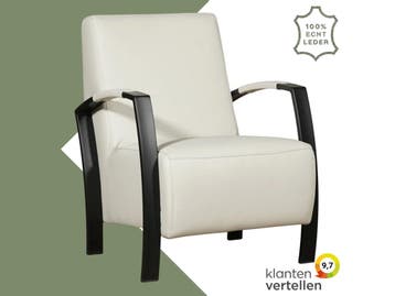 Leren fauteuil Glory - Hermes Djerba (crème), Ophalen of Verzenden