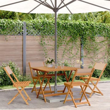 vidaXL 5-delige Tuinset massief hout en stof taupe, Verzenden, Tuinset