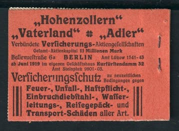 Empire allemand 1918 - FEUILLET DE TIMBRES MH 11.1 B **