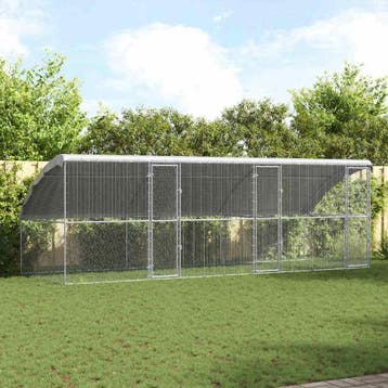 vidaXL Kippenhok met 3 deuren 3 st zilver 600x200x200cm, Verzenden, Nieuw