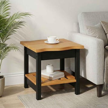 vidaXL Bijzettafel EKAI Zwart 50 x 50 x 45,5 cm Massief, Huis en Inrichting, Verzenden, Nieuw