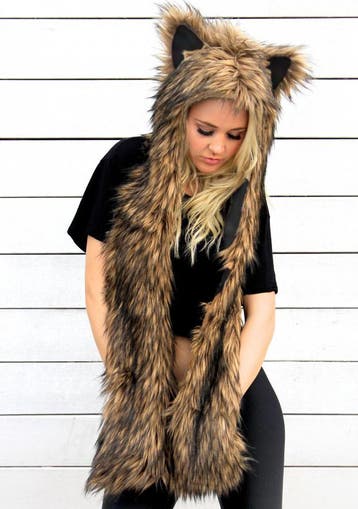 KIMU® Hood Bruine Beer Muts Wanten Oortjes Berenmuts Bontmut, Kleding | Dames, Ophalen of Verzenden, Nieuw