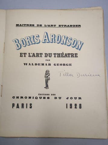 Signé ; Waldemar George / Boris Aronson - Boris Aronson et