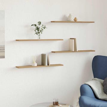 vidaXL Wandschappen 4 st 60x20x1,5 cm bewerkt hout, Verzenden