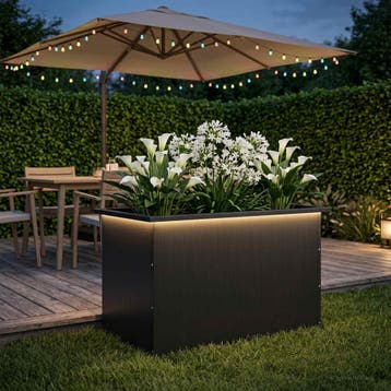 vidaXL Tuinplantenbak met led Zwart 50 x 80 x 48 cm Staal, Verzenden, Nieuw