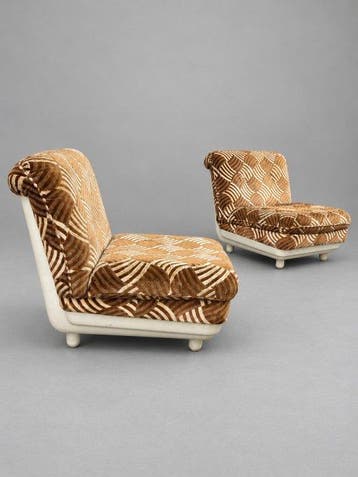 Fauteuil - Velours, Bois, Fibre de verre - Paire de