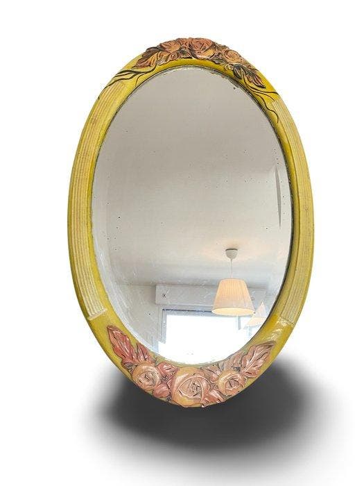 Miroir mural - Céramique, Verre - Style Art Déco - 45x75cm, Antiquités & Art, Curiosités & Brocante