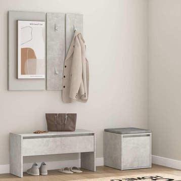 vidaXL Garderobe set bewerkt hout betongrijs, Huis en Inrichting, Verzenden, Nieuw