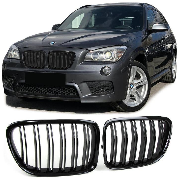 BMW X1 E84 Dubbelspijls Glans Zwarte Nieren Grill B0206, Auto-onderdelen, Carrosserie, Nieuw, BMW, Voor, Links, Rechts