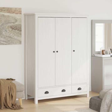 vidaXL Kledingkast Hill 3 deuren 127x50x170 cm massief, Verzenden, Nieuw
