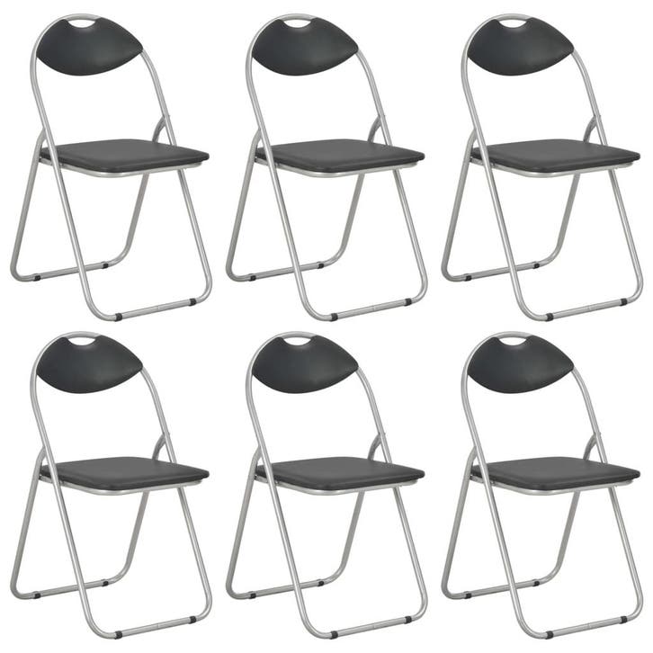 vidaXL Eetkamerstoelen inklapbaar 6 st kunstleer zwart, Huis en Inrichting, Stoelen, Nieuw, Verzenden