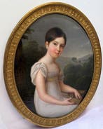 Ecole française (XIX), Signé Pichon - Fillette au Panier de, Antiquités & Art, Art | Peinture | Classique