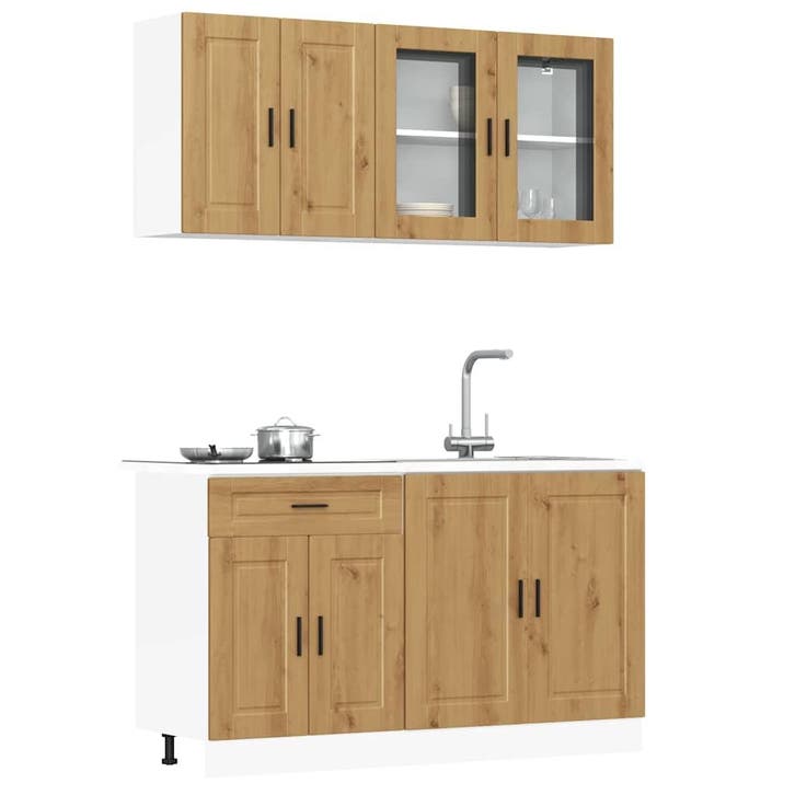vidaXL 4-delige Keukenkastenset Kalmar bewerkt hout, Huis en Inrichting, Kasten | Overige, Nieuw, Verzenden