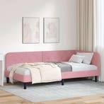 vidaXL Hoek Bed Frame Roze 100 x 200 cm Fluweel, Verzenden