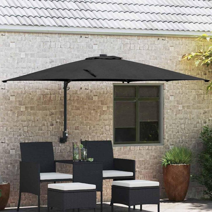 vidaXL Tuinparasol Zwart 248,5 x 247,5 x 160 cm Polyester en, Tuin en Terras, Parasols, Nieuw, Verzenden