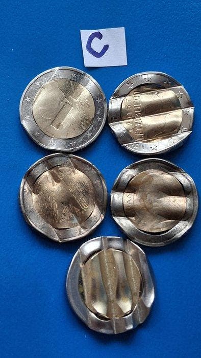 Europa. 2 Euro Various Years (5 coins with cancellation, Postzegels en Munten, Munten | Europa | Niet-Euromunten