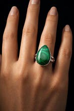 Argent, Malachite - Bague - Pièce maîtresse