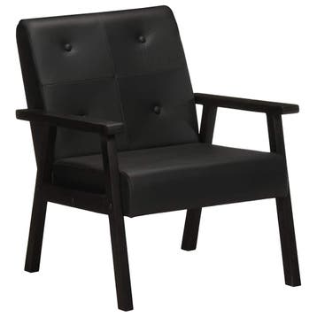 vidaXL Fauteuil echt leer zwart, Verzenden