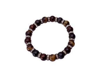 Veiling - Luxueuze Tijgeroog Kralenarmband met Schitterende