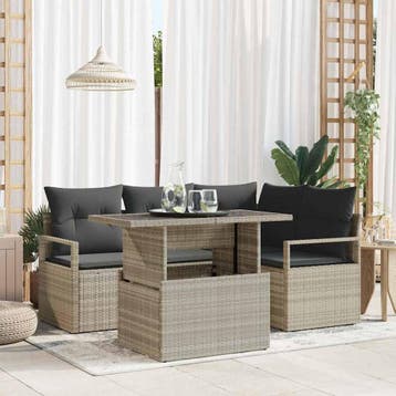 vidaXL Tuinbank Set 5 st 4-Aantal zitplaatsen Lichtgrijs, Verzenden