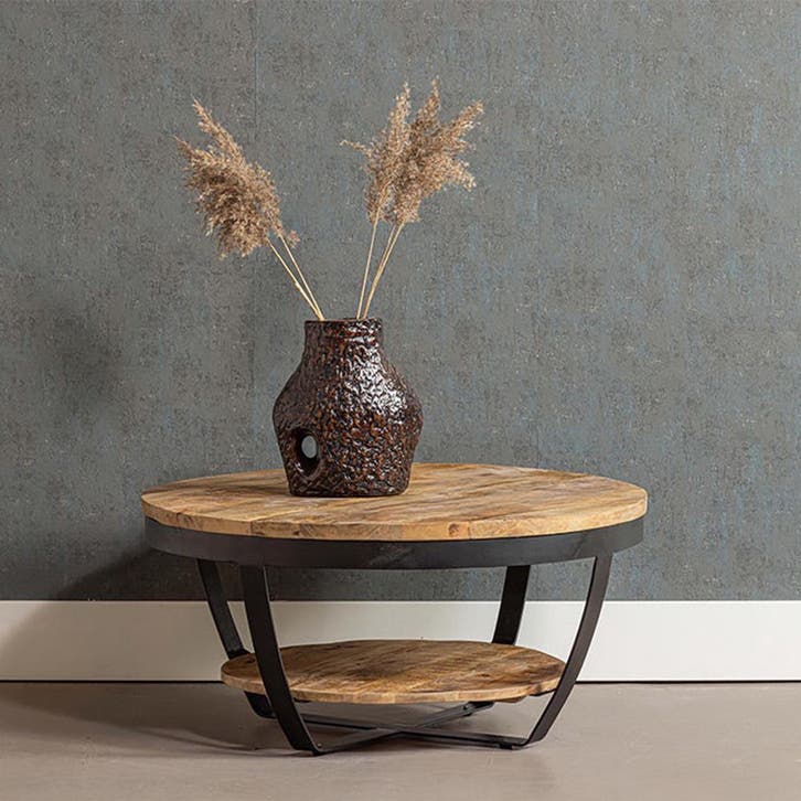 Salontafel Mangohout Rond Maeve 90 cm, Huis en Inrichting, Tafels | Salontafels, Nieuw, Overige houtsoorten, Rond, Verzenden