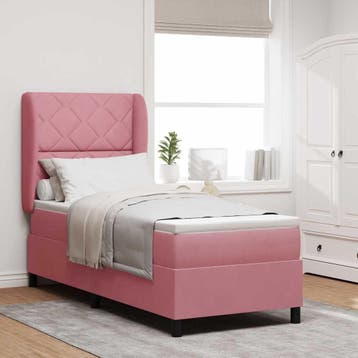 vidaXL Boxspring bed met hoofdeinde Roze 200 x 80 cm Fluweel, Verzenden