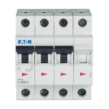 Eaton Faz 3P+N Disjoncteur 20A Courbe B 15kA - 278950, Verzenden