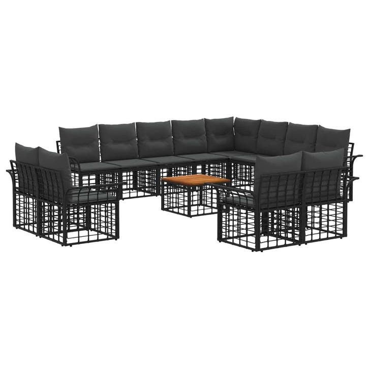 vidaXL Buiten bank set 13 pcs Zwart en Donker Grijs, Tuin en Terras, Tuinsets en Loungesets, Nieuw, Verzenden