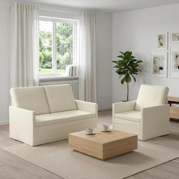 vidaXL bank / zetelstel 2 pcs Crèmekleurig Corduroy stof, Verzenden, Nieuw