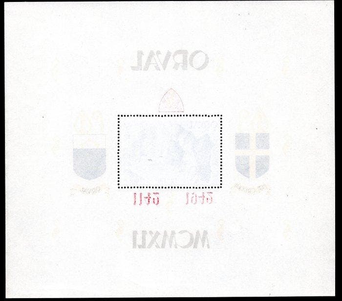 België 1942 - Orval blokmet kopstaande Gotische opdruk-, Timbres & Monnaies, Timbres | Europe | Belgique