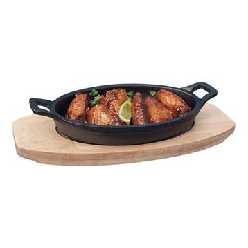 Serveer Bistropan | Gietijzeren Pan (170x120mm) | Houten, Verzenden, Nieuw in verpakking