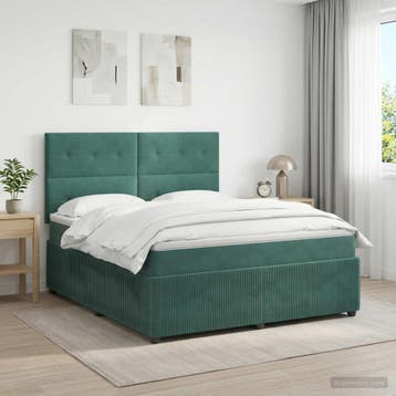 vidaXL Boxspringbed met matras Donkergroen 140 x 190 cm, Verzenden, Nieuw