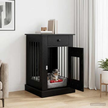 vidaXL Hond kennel meubel Zwart eiken 50 x 47,5 x 80 cm, Verzenden