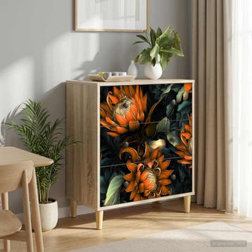 vidaXL Ladekast LOCHEM Oranje print 66 x 36,5 x 75 cm, Verzenden, Nieuw