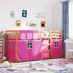 vidaXL Stapelbed met gordijnen 80x200 cm grenenhout roze, Verzenden, Nieuw