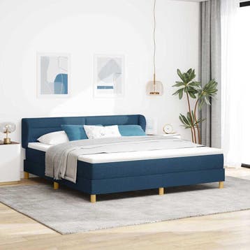 vidaXL Boxspring bed met matras met hoofdeinde Blauw 180 x, Verzenden, Nieuw